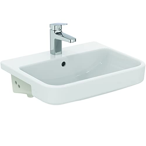 Ideal Standard - i.life B, Lavabo rettangolare da 55cm da semincasso, Con foro per la rubinetteria, Con foro troppopieno, Bianco