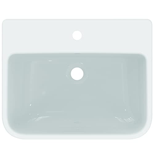 Ideal Standard - i.life B, Lavabo rettangolare da 55cm da semincasso, Con foro per la rubinetteria, Con foro troppopieno, Bianco