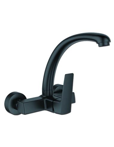 Ibergrif M16307B - Rubinetto da cucina a parete, rubinetto per lavello monocomando nero