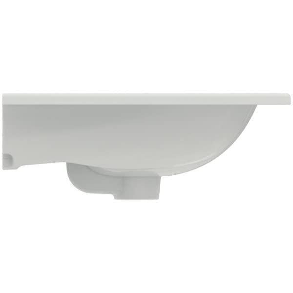 Ideal Standard - Tesi, Lavabo top da 50cm per installazione su mobile o a muro, Con foro centrale per la rubinetteria, Con foro troppopieno, Bianco