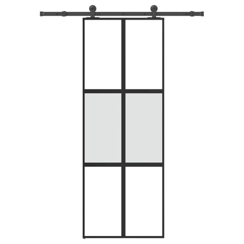 vidaXL Porta Scorrevole Ferramenta 76x205 cm Vetro Temperato Alluminio