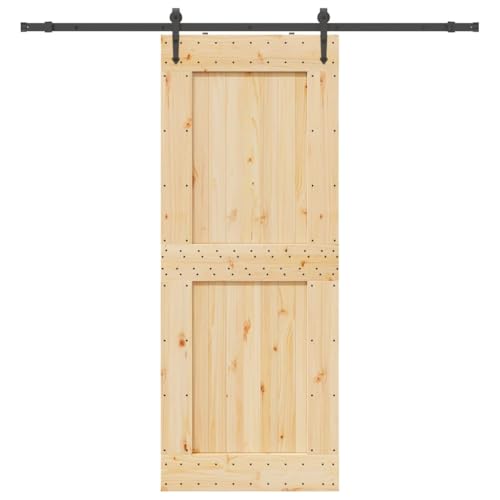 vidaXL Porta Scorrevole con Set Hardware 90x210 cm Legno Massello Pino