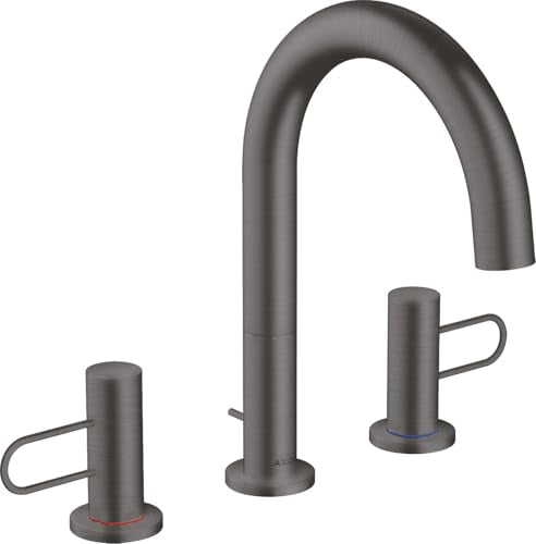 Miscelatore per lavabo Hansgrohe AXOR Uno 3 fori 200, maniglia a prua, scarico a scomparsa, sporgenza 173mm, Colorazione: Cromo nero spazzolato