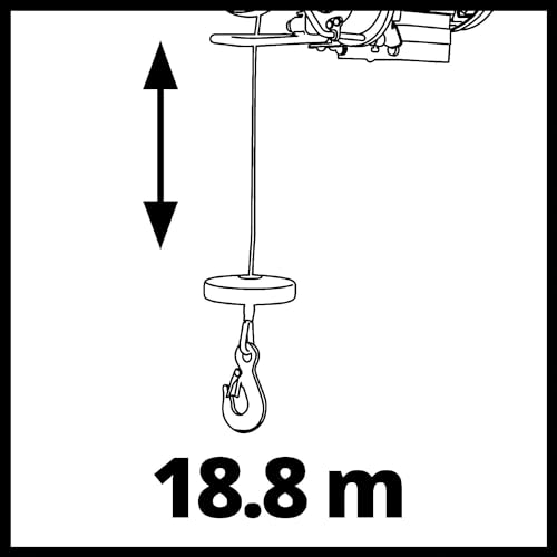 Einhell TC-EH 1000 Argano elettrico (230 V, 50 Hz, 1600 W, portata senza rullo guida 500 kg, portata con rullo guida 999 kg, cavo 18 m)