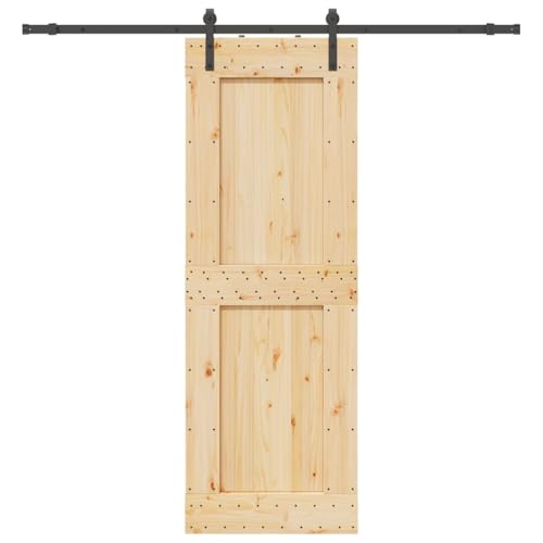 vidaXL Porta Scorrevole con Set Hardware 80x210 cm Legno Massello Pino