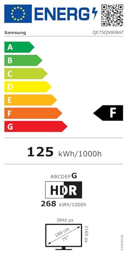 Samsung TV Neo QLED QE75QN90BATXZT, Smart TV 75" Serie QN90B, Neo QLED 4K UHD, Alexa e Google Assistant integrati, Titan Black, 2022, DVB-T2