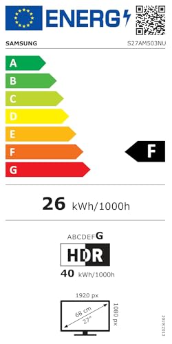 Samsung, Smart Monitor M5 S27AM500NR, Schermo 27'', 1920x1080 (Full HD), Piattaforma TV (Amazon Video, Netflix), Airplay, Mirroring, Office 365, Wireless Dex, Casse Integrate, WiFi, HDMI, Nero