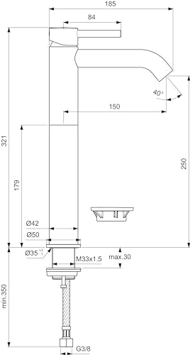 Ideal Standard - Ceraline, Miscelatore monocomando per lavabo da appoggio su piano, Cromato