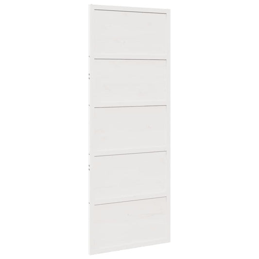 vidaXL Porta del Granaio Bianca 80x208 cm in Legno Massello di Pino, porta della stalla scorrevole, porta del fienile scorrevole, porta scorrevole per interni