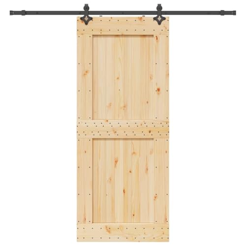 vidaXL Porta Scorrevole con Set Hardware 95x210 cm Legno Massello Pino