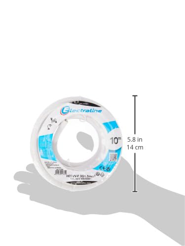 Electraline 11781 Cavo per Prolunghe H05VV-F, Sezione 3G1.5 mm, 10 mt, Bianco