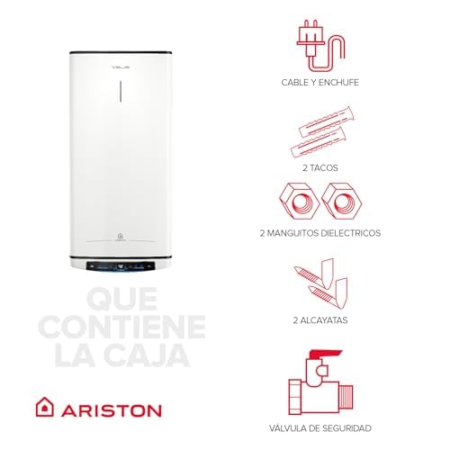 Ariston Velis Pro Wifi - Scaldabagno elettrico a basso consumo multiposizione, Thermos elettrico, 50 litri piatto, Wifi e funzione ECO-EVO 79,7 x 27,5 x 51,1 cm, installazione in Spagna