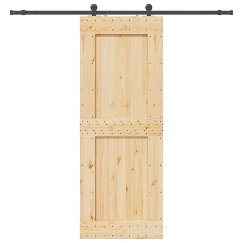 vidaXL Porta Scorrevole con Set Hardware 85x210 cm Legno Massello Pino