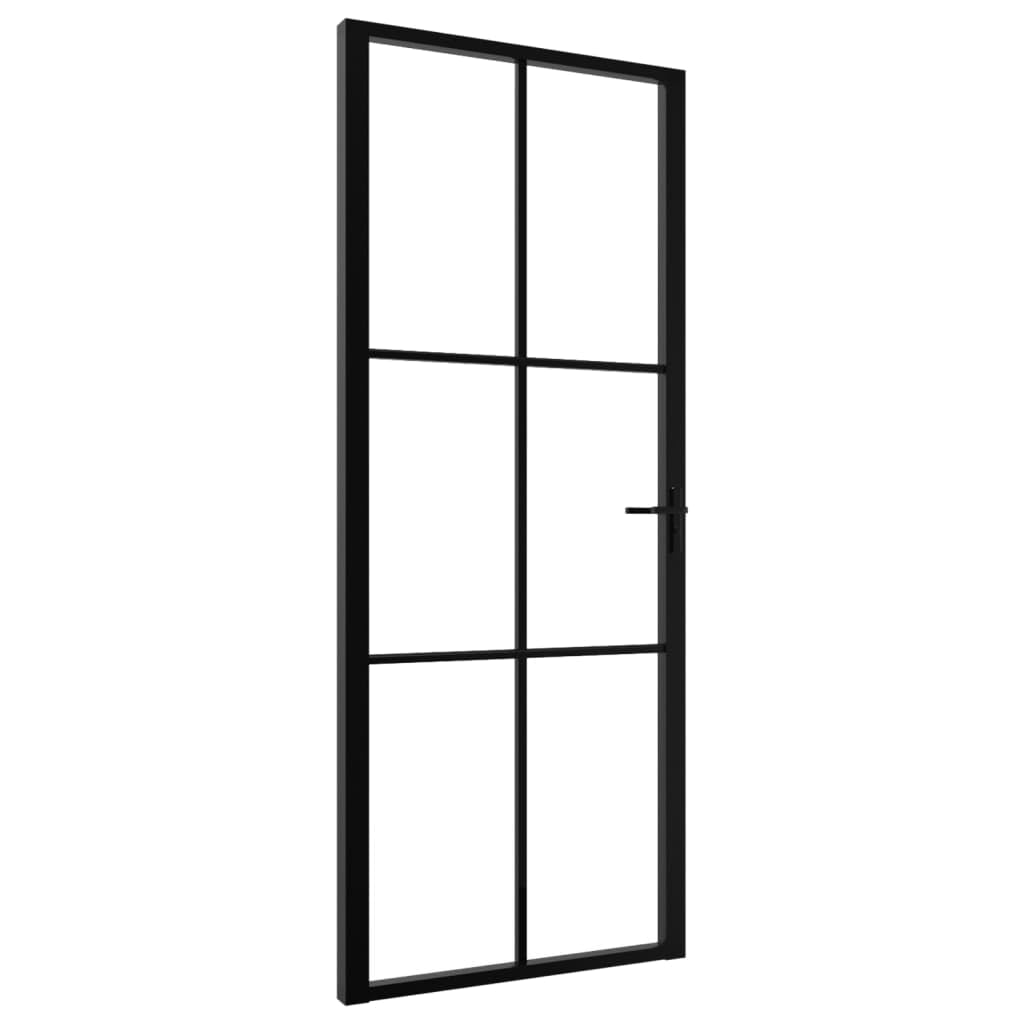 vidaXL Porta da Interno ESG Vetro e Alluminio 83x201,5 cm Nera