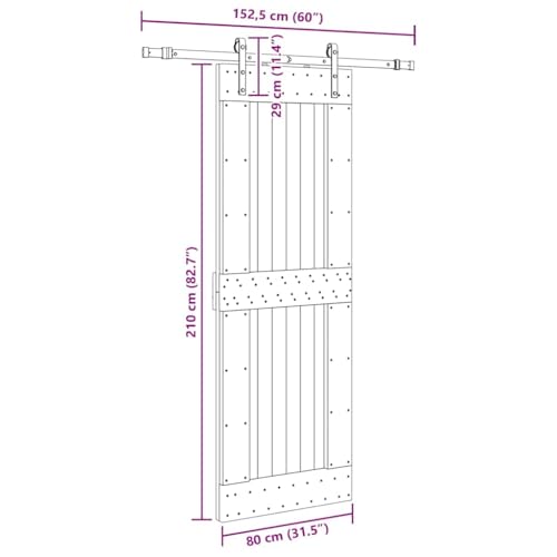 vidaXL Porta Scorrevole con Set Hardware 80x210 cm Legno Massello Pino