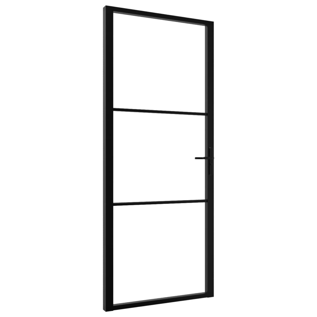 vidaXL Porta da Interno ESG Vetro e Alluminio 93x201,5 cm Nera