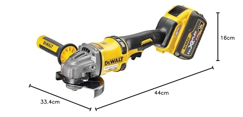 DEWALT- smerigliatrice DCG414T2-GB XR FLEXVOLT, cordless, con 2 batterie 6 Ah, 54 V, colore giallo / nero, 125 mm, set da 7 pezzi