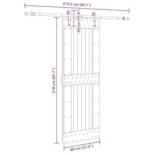 vidaXL Porta Scorrevole con Set Hardware 80x210 cm Legno Massello Pino