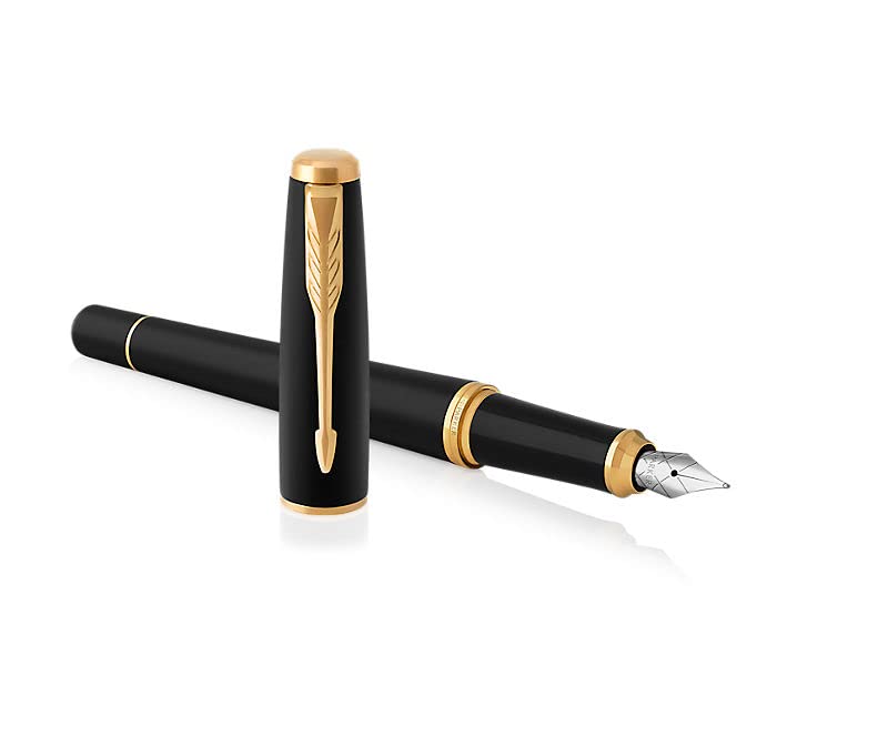 Parker Urban Penna stilografica con incisione | Penna premium | confezione regalo | inchiostro blu | regalo personalizzato | nome | incisione | penna stilografica | compleanno (Muted Black G.C.)