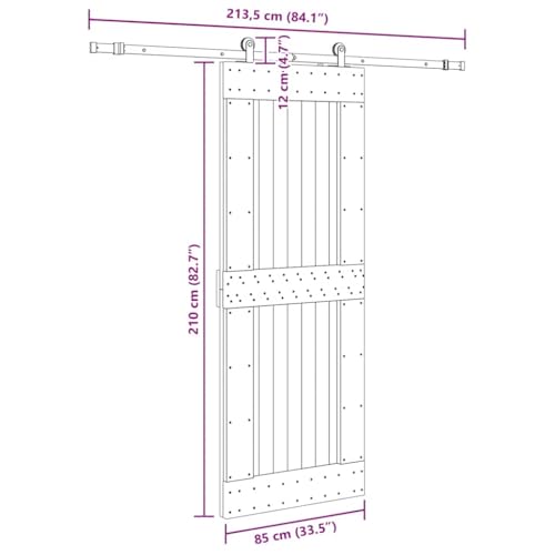 vidaXL Porta Scorrevole con Set Hardware 85x210 cm Legno Massello Pino