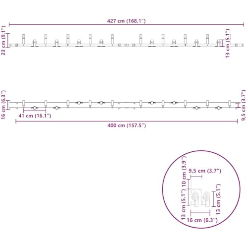 vidaXL Kit di Binari per Porte Scorrevoli 213 cm Acciaio Nero