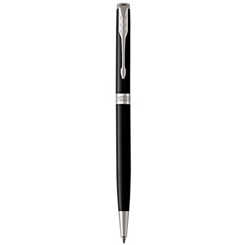 PARKER Sonnet penna a sfera sottile, laccatura di colore nero con finiture in palladio, pennino medio - Confezione regalo