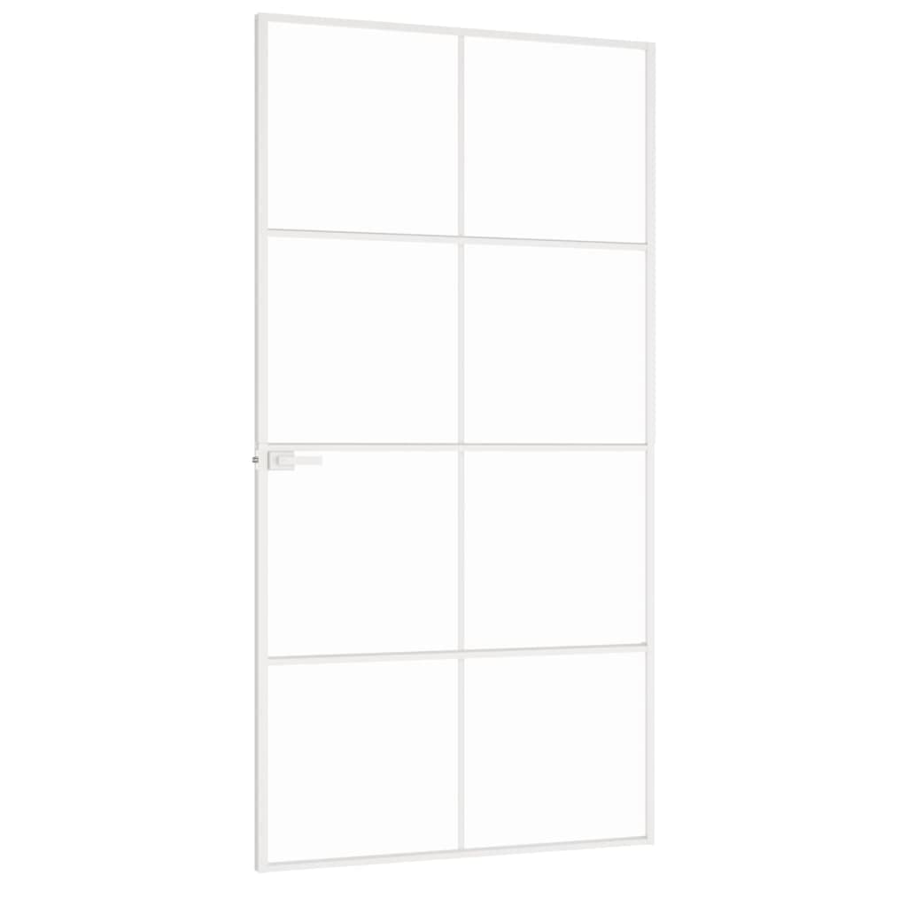 vidaXL Porta Interna Bianca 102x201,5cm Vetro Temperato Alluminio Slim