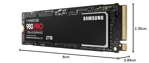 Samsung MZ-V8P2T0CW 980 PRO SSD interno NVMe 2TB con Dissipatore di calore, PCIe Gen 4.0, Compatibile con Playstation 5