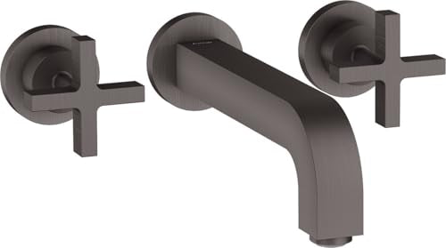 Miscelatore monocomando per lavabo Hansgrohe AXOR Citterio 3 fori da incasso, bocca 222 mm, maniglie a croce, rosoni per montaggio a parete, Colorazione: Cromo nero spazzolato