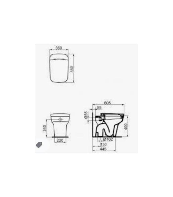 Ideal Standard - Vaso a Pavimento Filo Parete Serie Tesi Design Art.T326601 - Bianco, Senza Sedile, A Magazzino