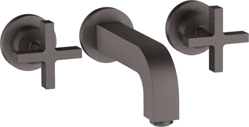 Miscelatore monocomando per lavabo Hansgrohe AXOR Citterio 3 fori da incasso, bocca 162 mm, maniglie a croce, rosoni per montaggio a parete, Colorazione: Cromo nero spazzolato