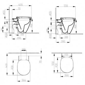 Ideal standard connect art.E7168 vaso filo parete sedile rallentato.