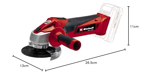 Einhell Smerigliatrice angolare a batteria TC-AG 18/115 Li-Solo Power X-Change (18 V, 115 mm diametro disco, 28 mm profondità taglio, soft start, senza disco, senza batteria)