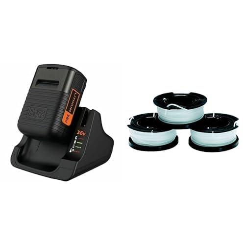 BLACK+DECKER BDC2A36-XJ Kit Batteria 36 V + Caricabatterie & A6485-XJ Set 3 Rocchetti Filo Nylon Reflex, 3 x 10m, 1.5mm