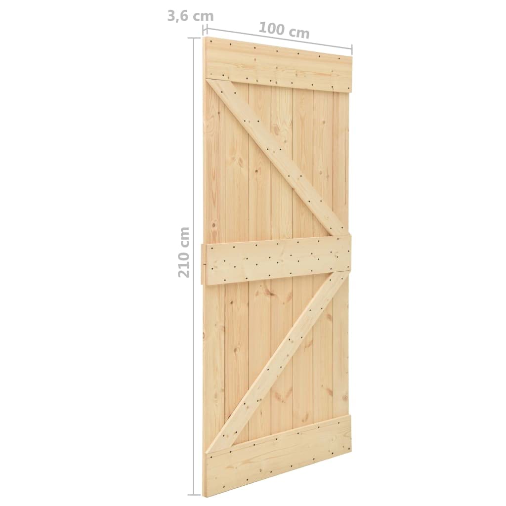 vidaXL Porta Scorrevole con Set Hardware 100x210 cm in Legno di Pino