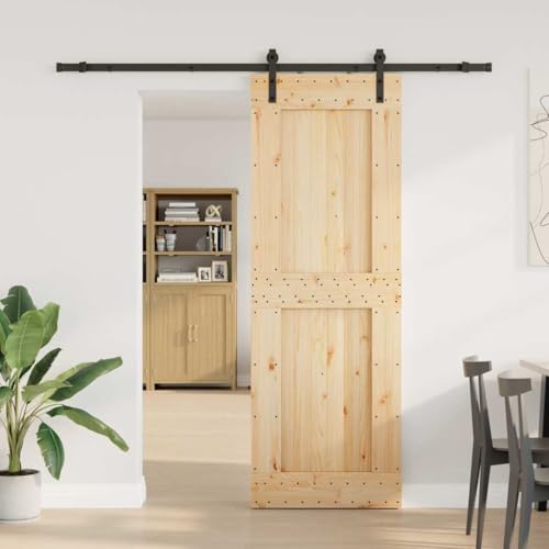 vidaXL Porta Scorrevole con Set Hardware 80x210 cm Legno Massello Pino