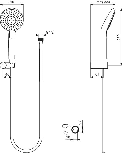 Ideal Standard - Ceraflex Kit doccia con raccordo erogatore, Cromato