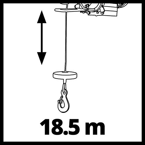 Einhell TC-EH 500-18 Argano elettrico (230 V, 50 Hz, 1000 W, portata senza rullo guida 250 kg, portata con rullo guida 500 kg, cavo 18 m)