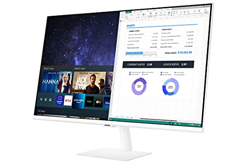 Samsung, Smart Monitor M5 S27AM500NR, Schermo 27'', 1920x1080 (Full HD), Piattaforma TV (Amazon Video, Netflix), Airplay, Mirroring, Office 365, Wireless Dex, Casse Integrate, WiFi, HDMI, Nero