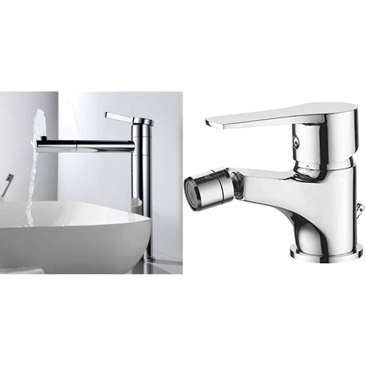 Ibergrif M11299 Rubinetto per lavabo alto, Rubinetto per lavabo girevole a 360° & Star, Miscelatore Bidet Bagno Monocomando, Bidè per Lavabo