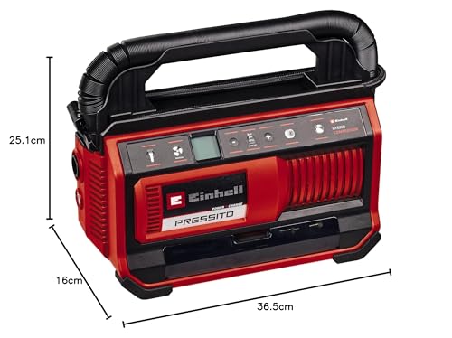 Einhell Compressore ibrido PRESSITO 18/25 Hybrid Power X-Change(18 V, funzionamento con cavo di alimentazione o batteria, max. 11 bar, incl. kit 4 adattatori e 2 tubi flessibili, senza batteria)