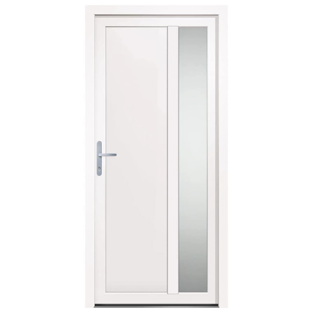 vidaXL Porta Ingresso Bianca 98x208 cm in PVC, porta, porta di ingresso, porta d'ingresso in PVC, porta entrata, porta in PVC, porte, porte in PVC