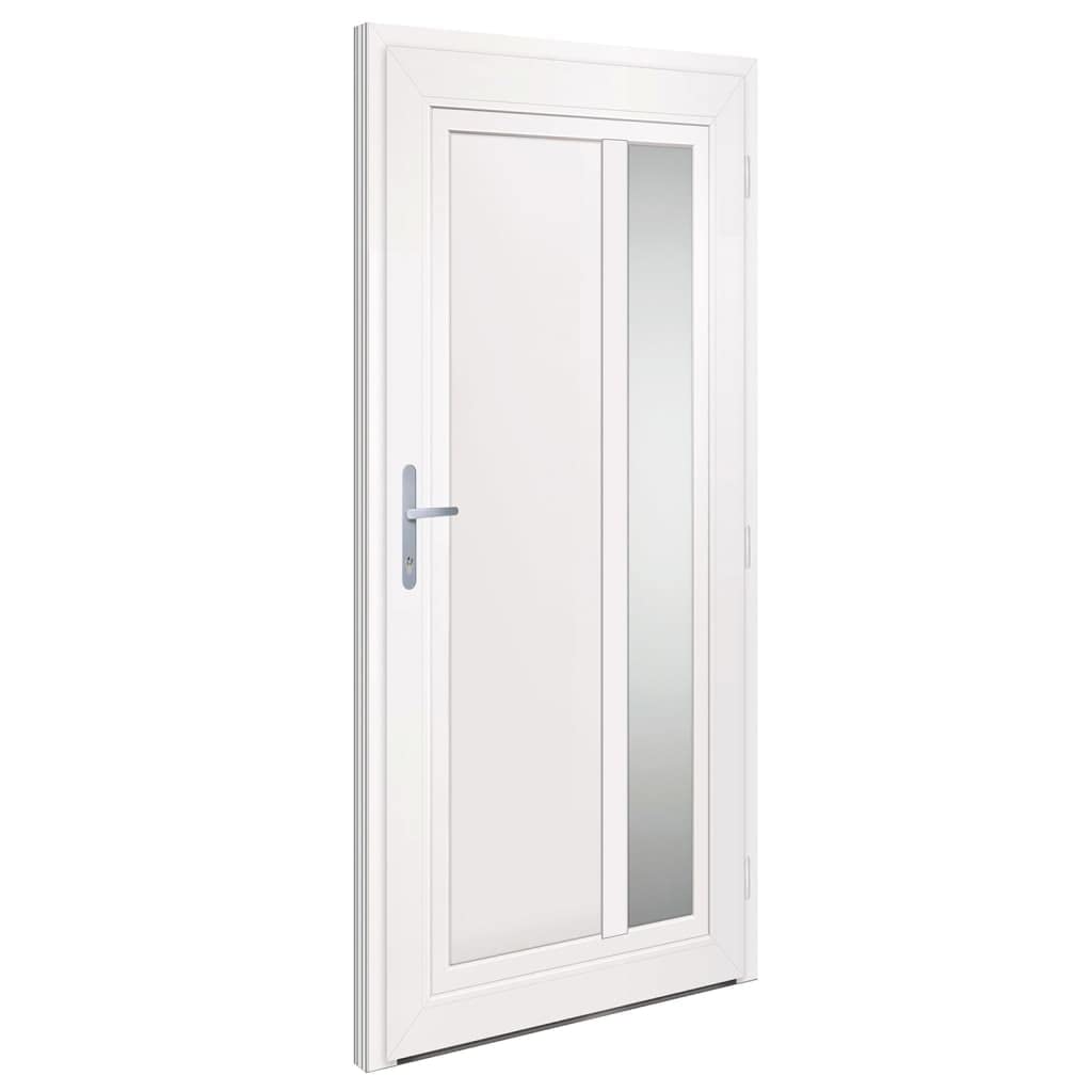 vidaXL Porta Ingresso Bianca 98x200 cm in PVC, porta, porta di ingresso, porta d'ingresso in PVC, porta entrata, porta in PVC, porte, porte in PVC