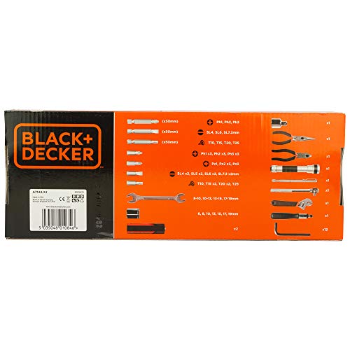 BLACK+DECKER, Set Accessori Per Auto, 71 Pezzi, Nero, 40.5 x 29.5 x 28.5 cm. A7144-XJ