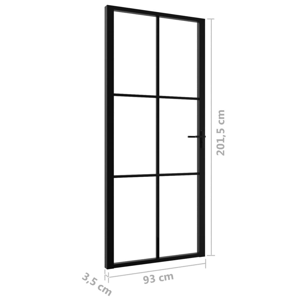 vidaXL Porta da Interno ESG Vetro e Alluminio 93x201,5 cm Nera