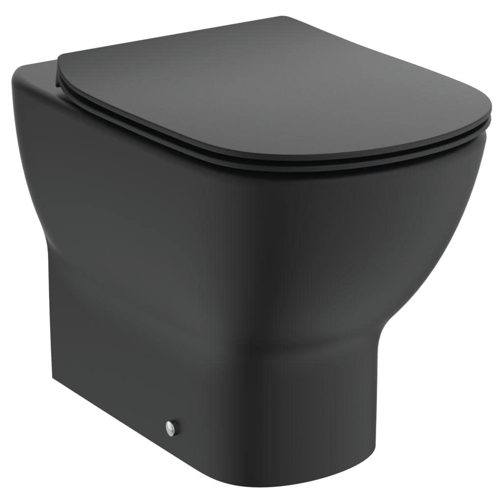 Ideal Standard - Tesi, WC a terra filo parete universale Aquablade, Copriwater sottile con chiusura rallentata, Nero seta