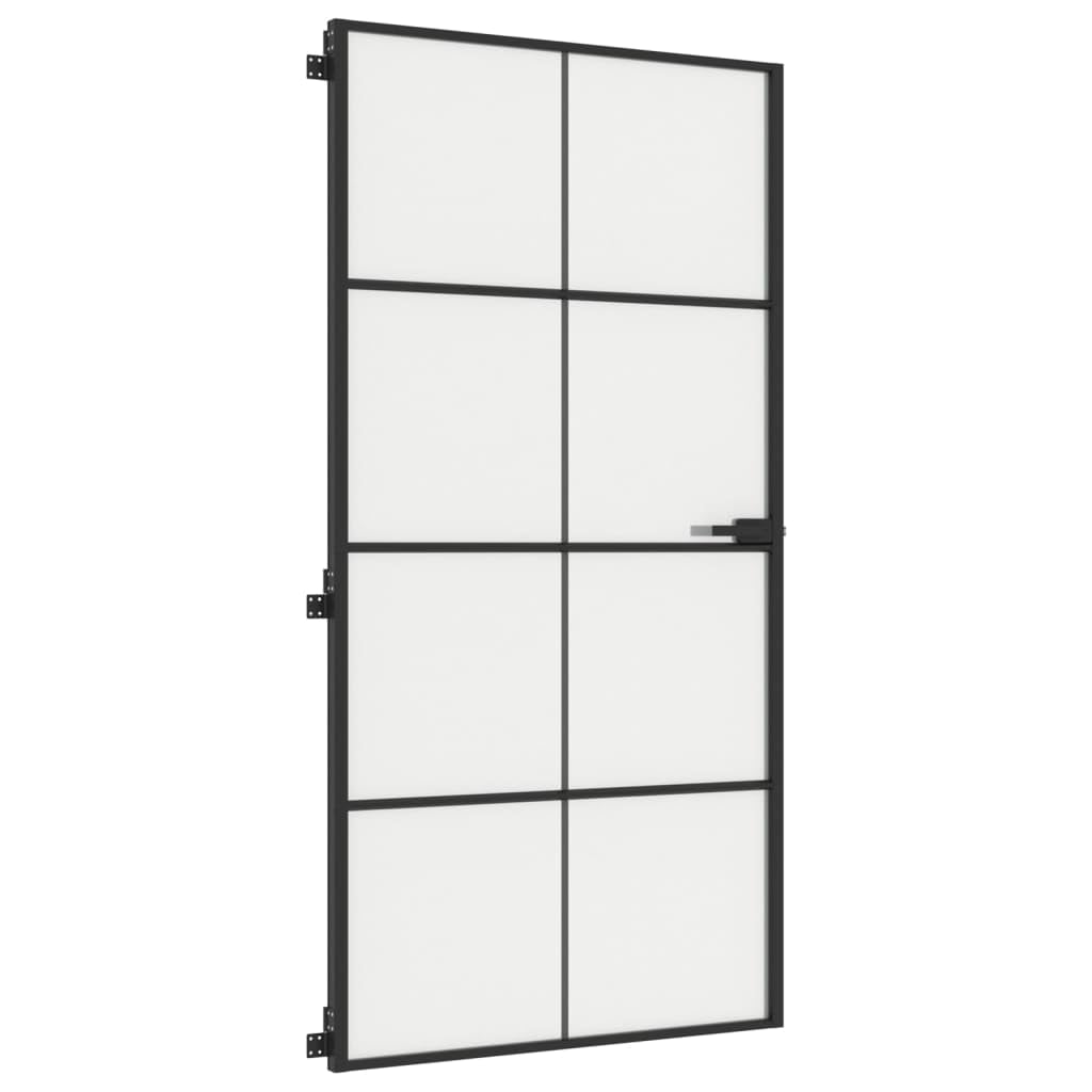 vidaXL Porta Interni Sottile Nera 102,5x201,5Vetro Temperato Alluminio