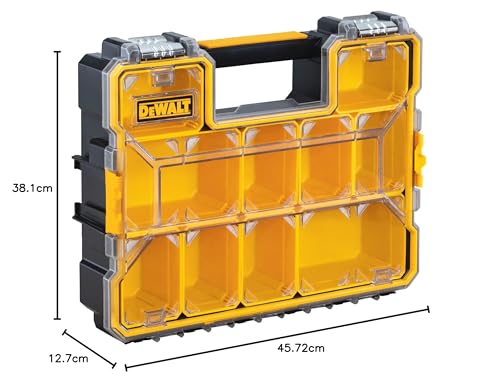 Dewalt DWST14825 - Scatola organizer con divisori, chiusura in metallo, 10 scomparti