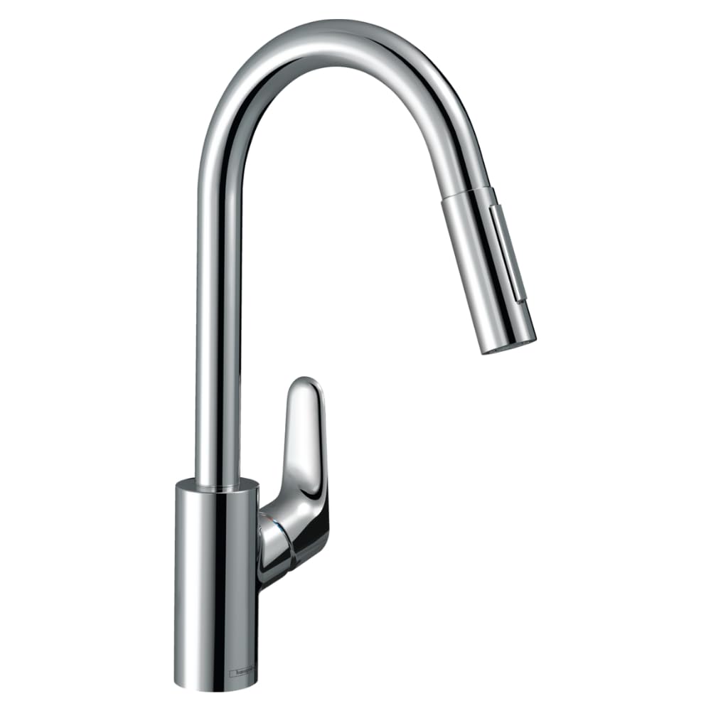 hansgrohe Focus M41 - Rubinetto da cucina con doccetta estraibile (2 getti), Miscelatore cucina con altezza bocca 240 mm, Rubinetto monocomando con bocca girevole, cromo, 31815000