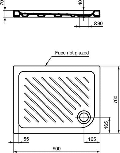 Ideal Standard - Eurovit, Piatto doccia rettangolare in ceramica 90x70cm. Bianco